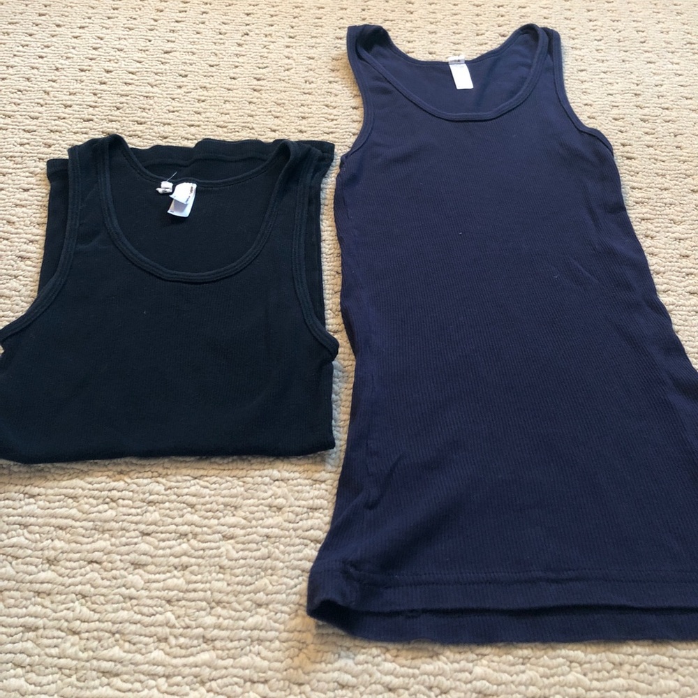 AMERICAN APPAREL Ribbed tank tops. Black and Navy